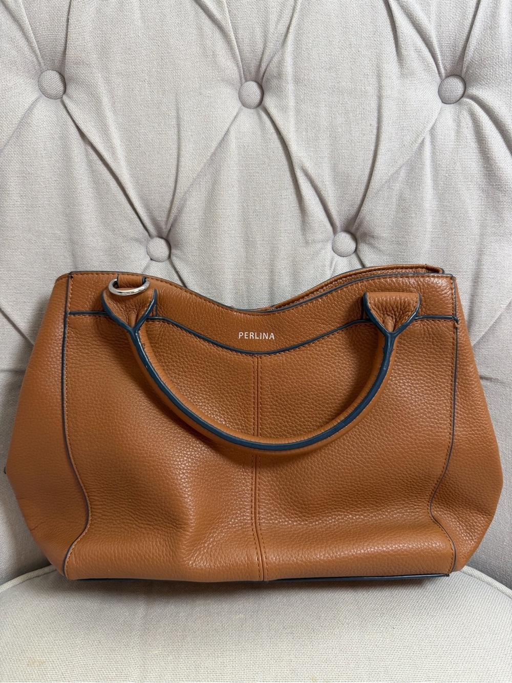 Perlina Tan Leather Handbag Purse